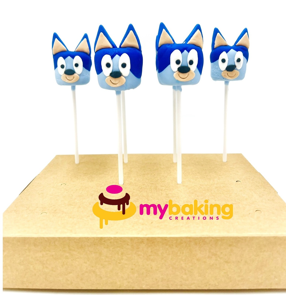 Custom Bluey cartoon themed cake pops Bay Area bakery